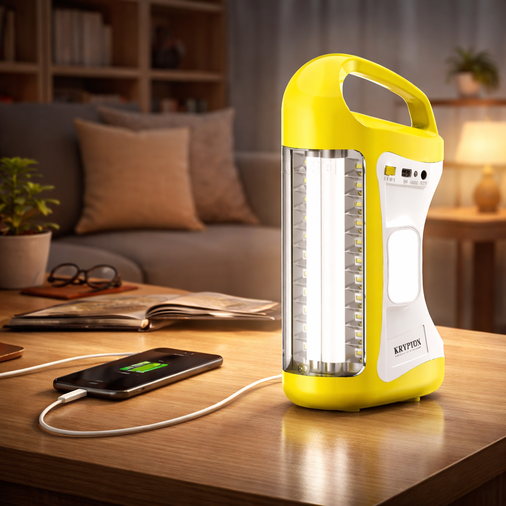 Krypton Rechargeable LED Lantern KNE5501 | 20 Hours Backup | USB Output & Solar Input