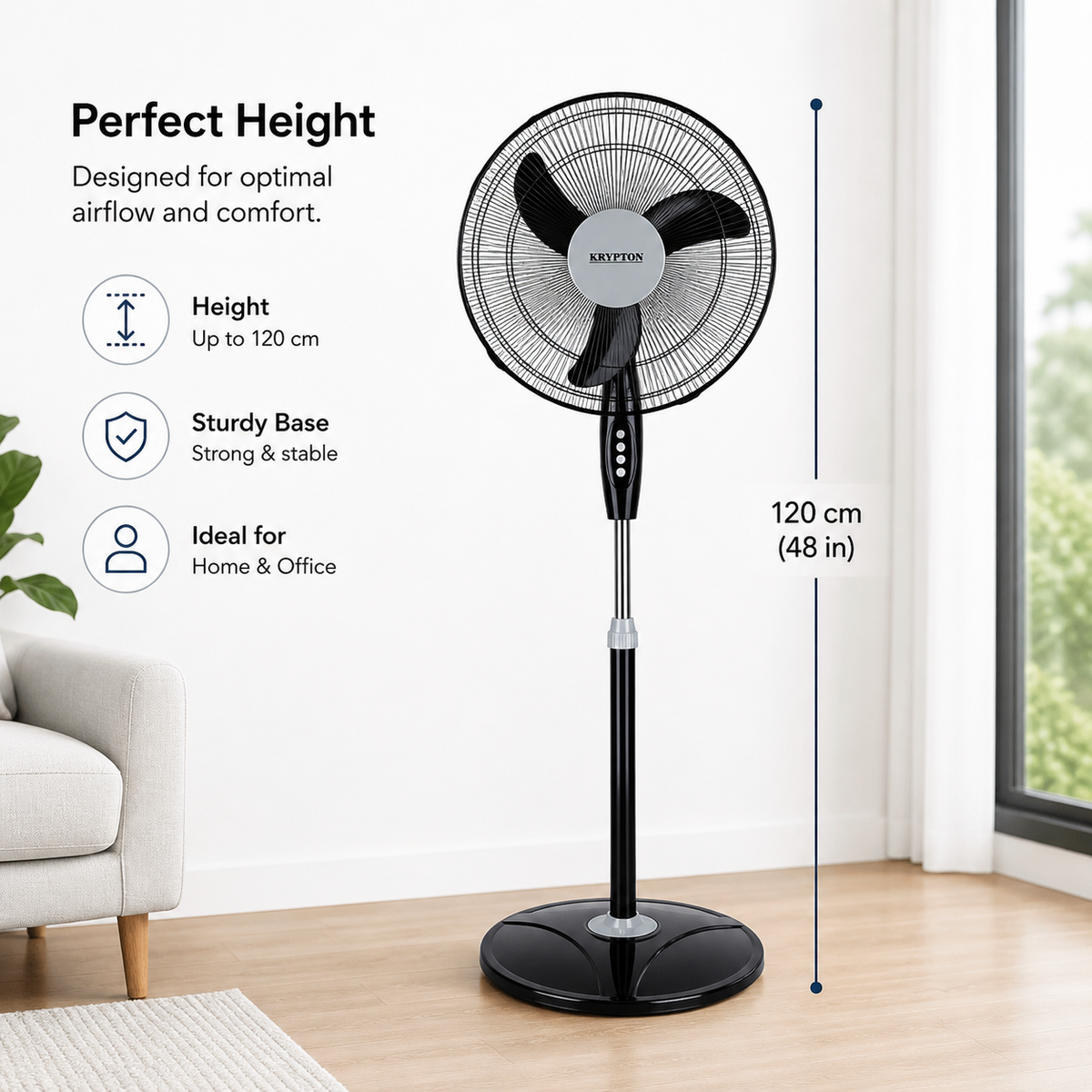 Krypton KNF6153 16-Inch Stand Fan | 3 Speed, 45W