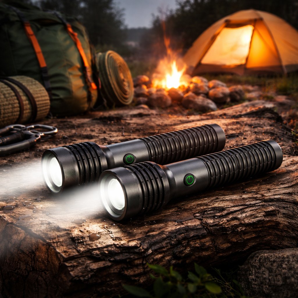 Krypton Zoomable LED Flashlight 2PCS Combo KNFL5517Z | 1000 Lumens | Rechargeable Torch