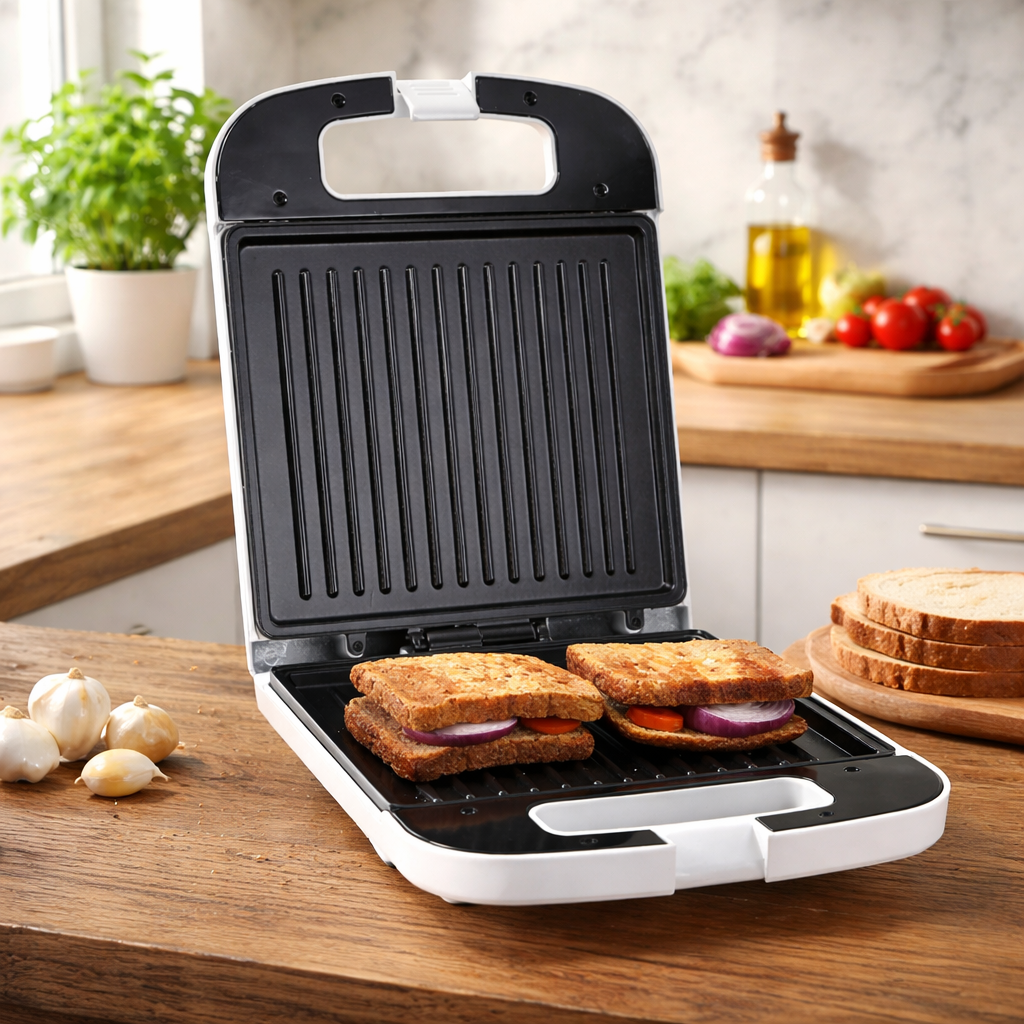 Krypton KNGM6158 1400W Grill Maker | Non-Stick Plates | Handle Locking System | Sandwich Press & Flat Grill