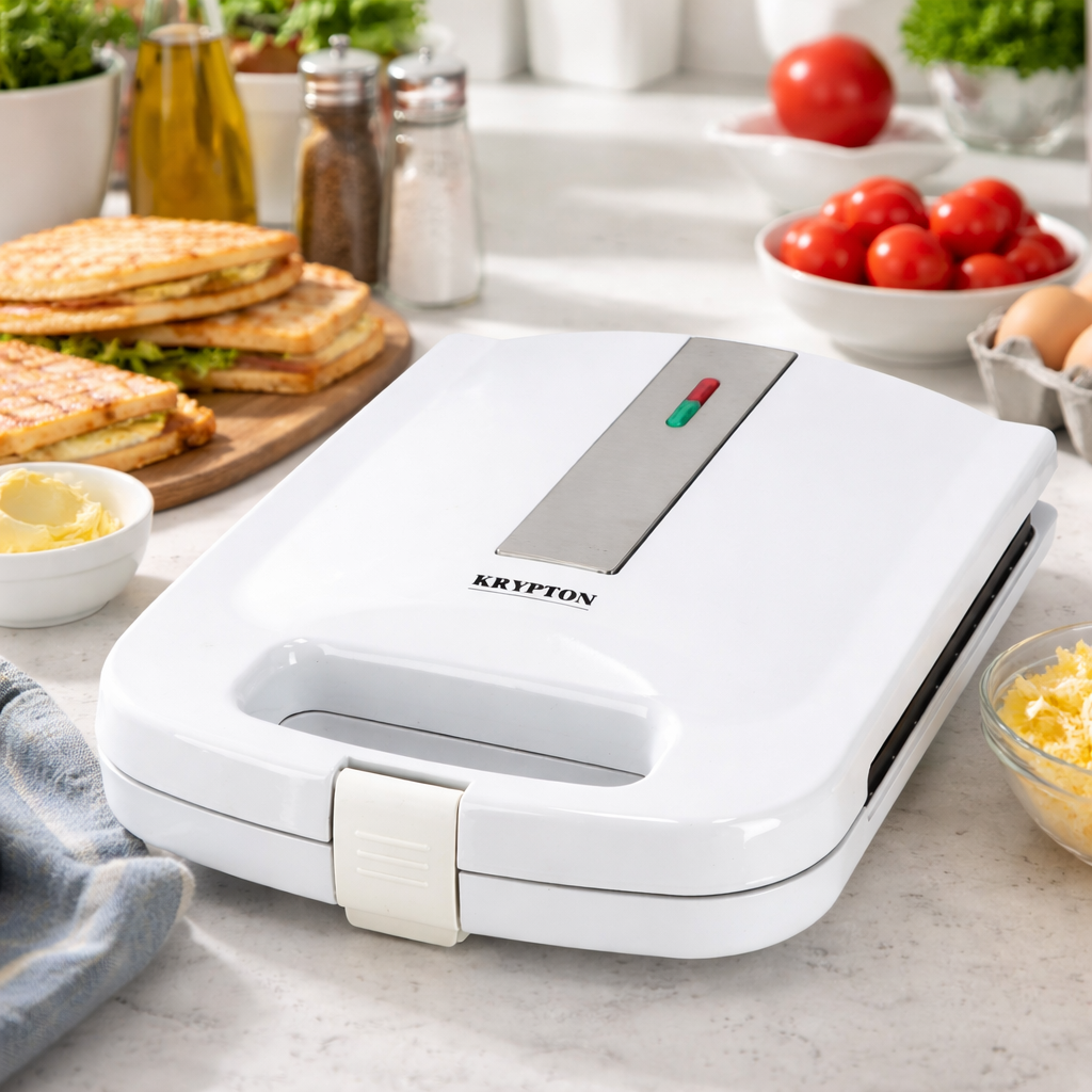 Krypton KNGM6158 1400W Grill Maker | Non-Stick Plates | Handle Locking System | Sandwich Press & Flat Grill