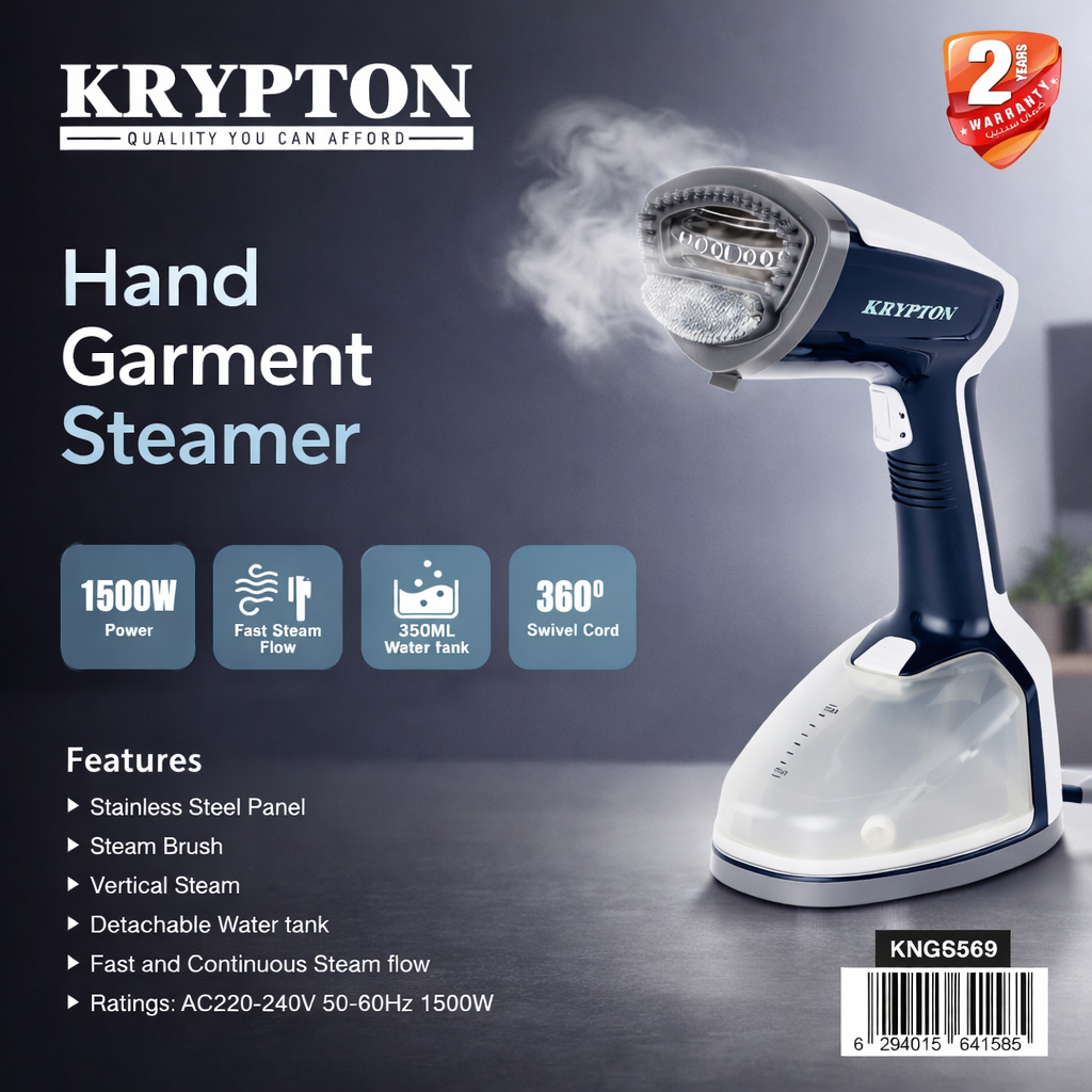 Krypton Hand Garment Steamer KNGS6569 | 1500W | 350ML Tank | Fast Steam Flow