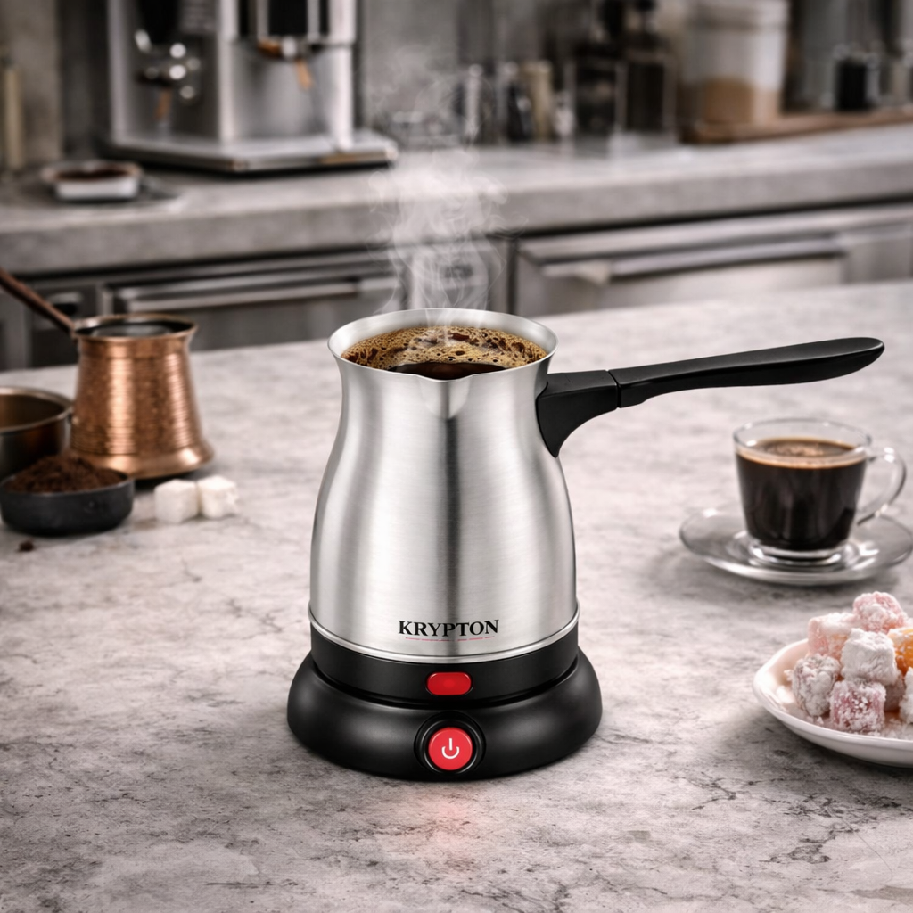 Krypton Turkish Coffee Maker KNK6695 | 0.8L Capacity | 800W | Stainless Steel Coffee Pot