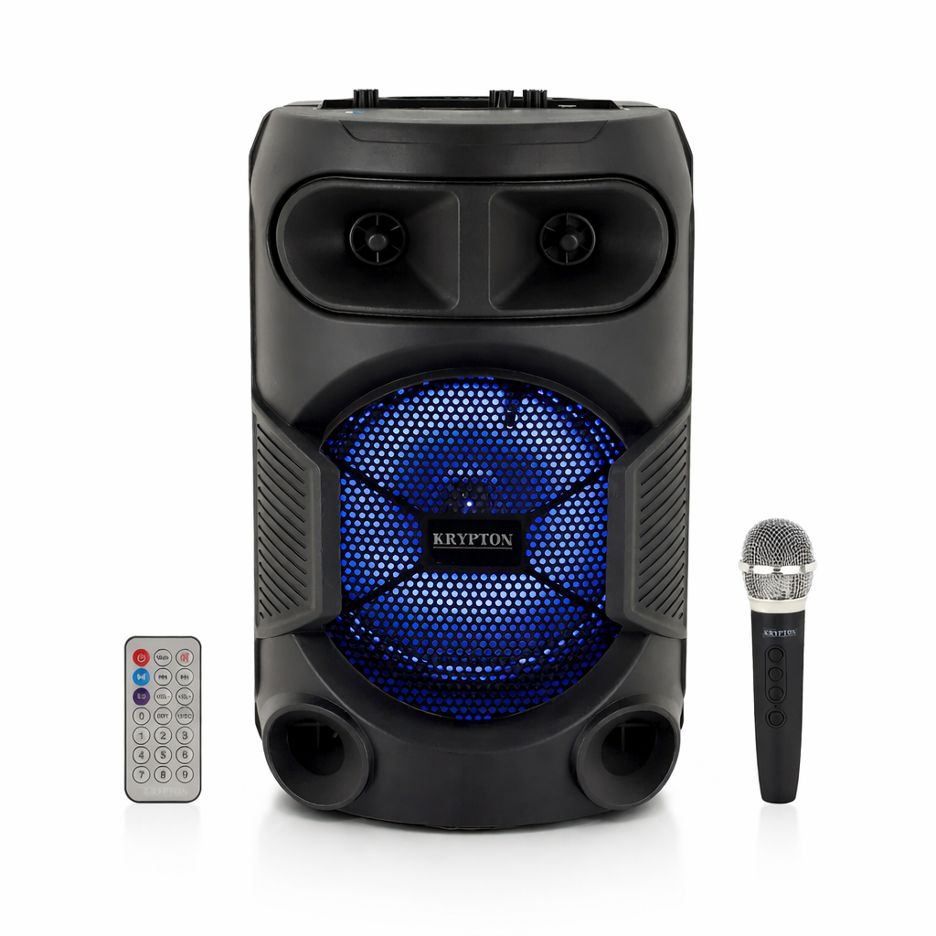 Krypton Rechargeable Portable Speaker KNMS5372N | Wireless Mic | RGB Light | Bluetooth Speaker