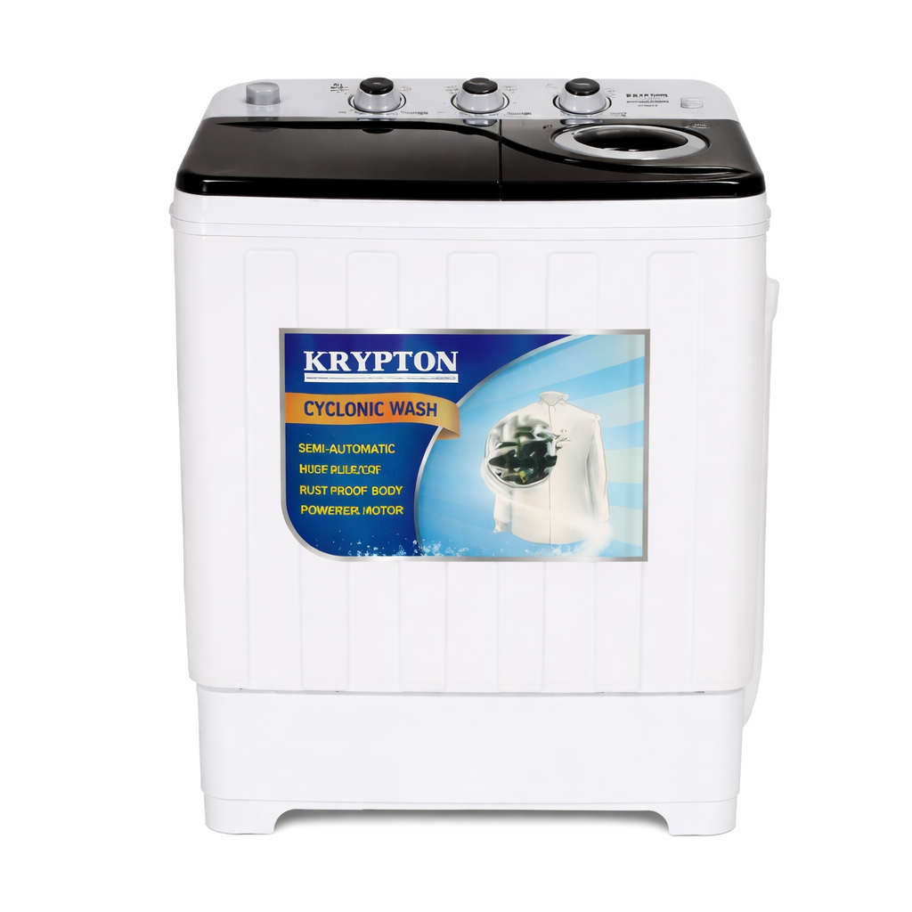 Krypton Semi-Automatic Washing Machine KNSWM6592 | 7KG Capacity | Big Pulsator | Compact Washer