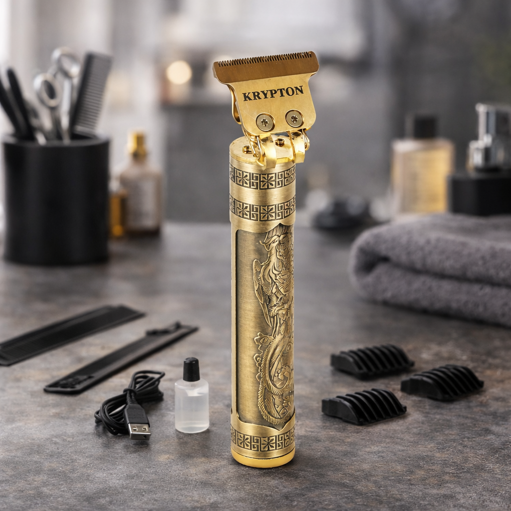 Krypton Professional Hair Clipper KNTR5294N | Vintage Metal Design | 18650 Lithium Battery | USB Trimmer