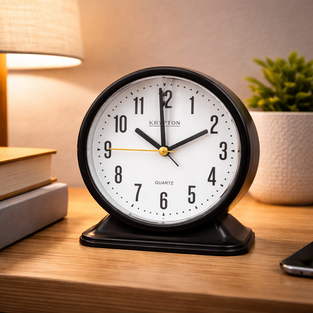 Krypton Beep Alarm Clock KNWC6588 | Analog Quartz Clock | Silent Sweep | Battery Operated