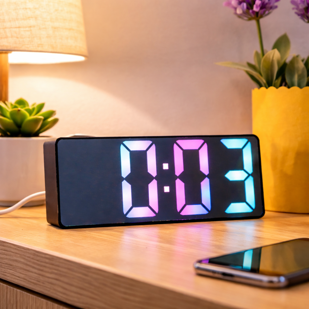 Krypton LED Digital Smart Clock KNWC6589 | Mirror Display | Alarm & Temperature | USB Clock