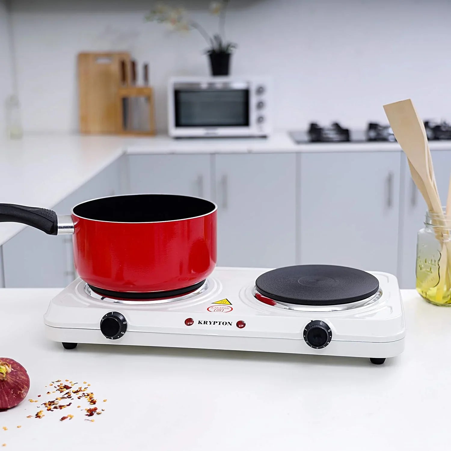 Krypton KNHP5306 Electric Double Hot Plate – Portable 2-Burner Cooker with Adjustable Controls