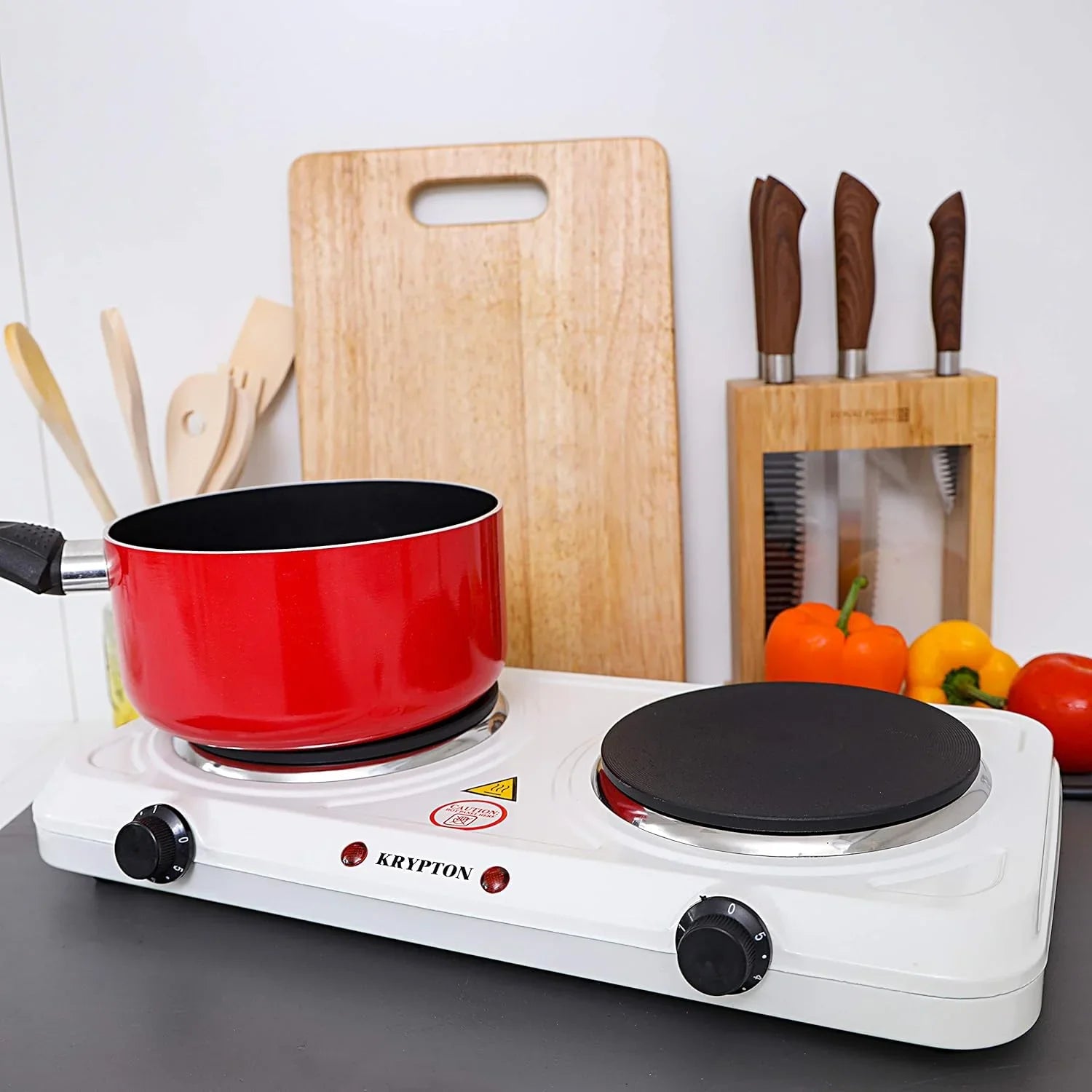 Krypton KNHP5306 Electric Double Hot Plate – Portable 2-Burner Cooker with Adjustable Controls