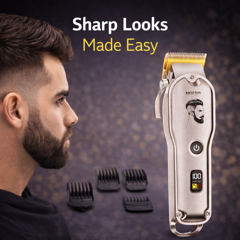 Krypton KNTR5419 Shaver – Cordless Beard Clipper | IPX7 Waterproof | Stainless Steel & Titanium Blade
