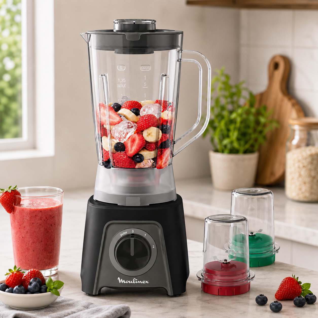 Moulinex LM2CR8M1 Blender 450W | 1.5L Grinder & Chopper
