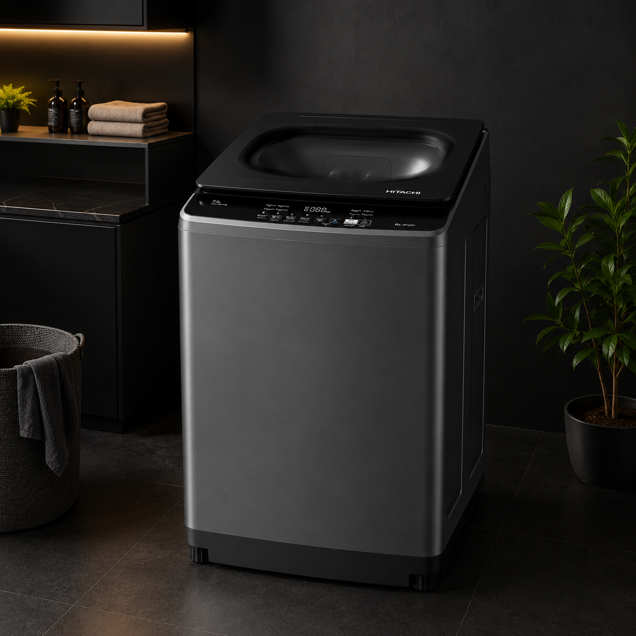 HITACHI 13.5kg Fully Automatic Top Load Washing Machine | Inverter Motor | Dual Waterfall | 750 RPM | Graphite Grey | LTLH3PMVW0TGG