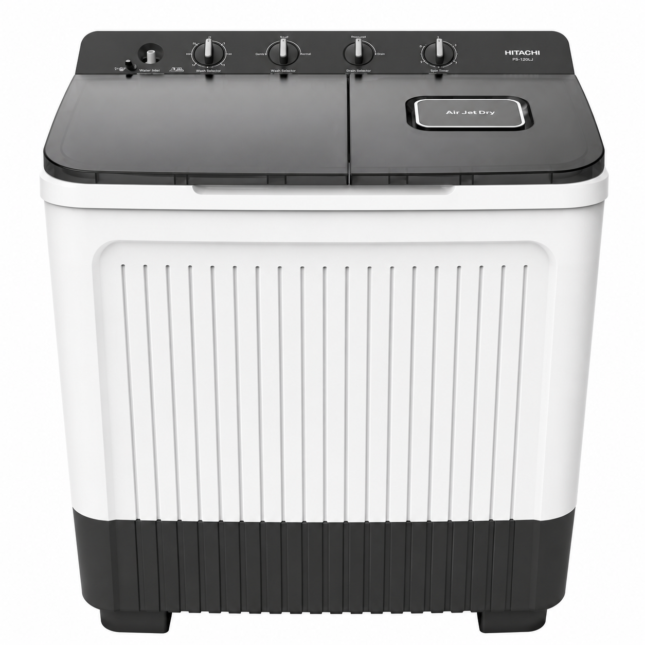 HITACHI 17kg Semi Automatic Twin Tub Washing Machine | Air Jet Dry | Zen Wave Impeller | 1350 RPM | Mercury Grey | LTT17JWT-W