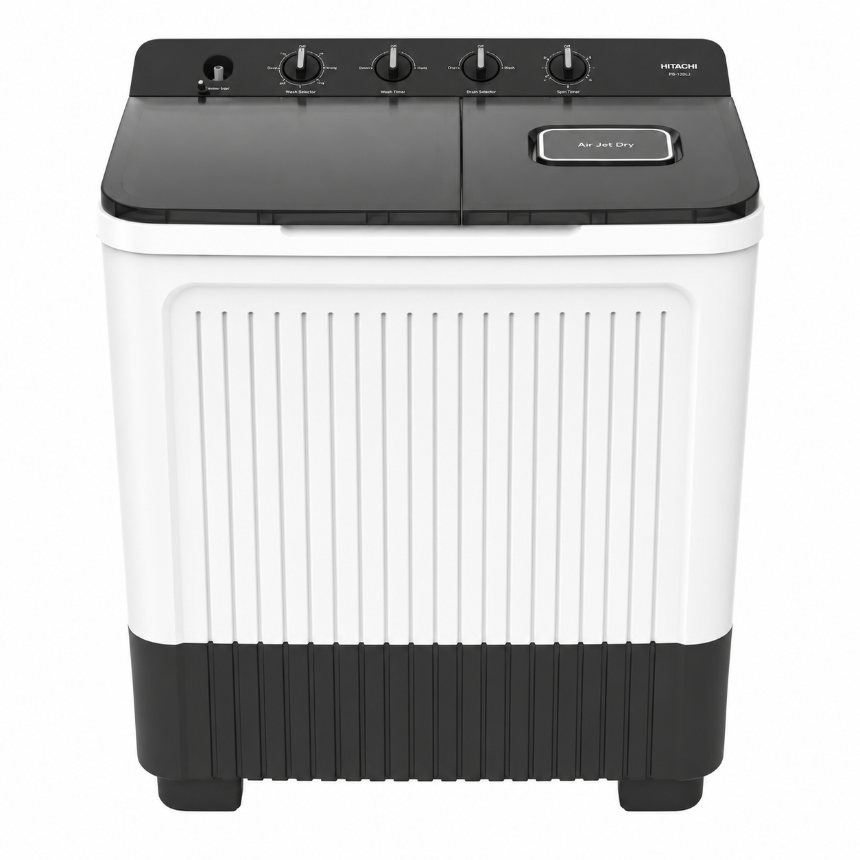 HITACHI 17kg Semi Automatic Twin Tub Washing Machine | Air Jet Dry | Zen Wave Impeller | 1350 RPM | Mercury Grey | LTT17JWT-W