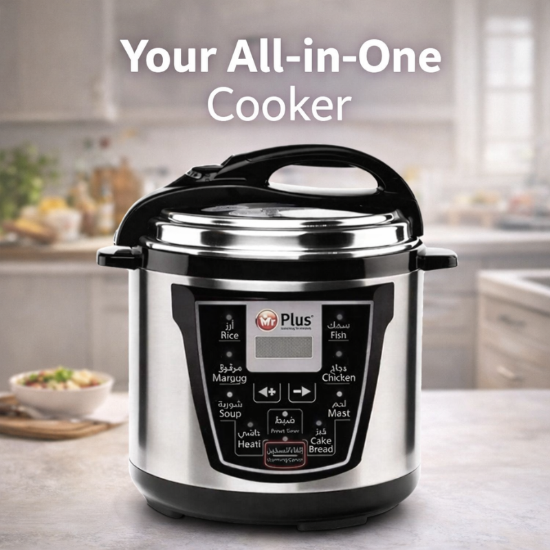 Mr Plus MR2523 Pressure Cooker – 10L Stainless Steel, 1600W, 8 Cooking Functions, Mechanical Control