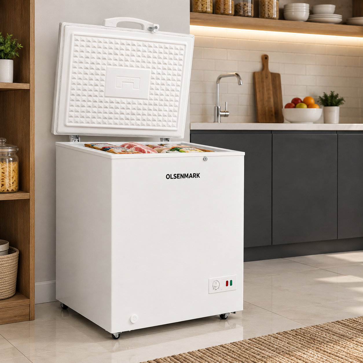 Olsenmark OMCF5003 170L Chest Freezer | Fast Freeze | Adjustable Thermostat | White