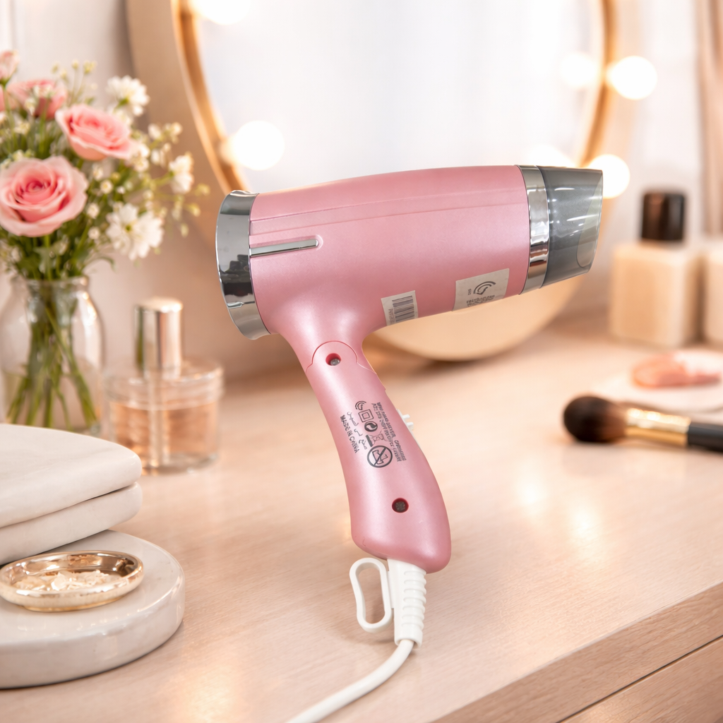 Olsenmark OMH4008 Mini Hair Dryer 1400W | Foldable Handle | 3 Heat Settings | Safety Cut-Off | 2 Years Warranty