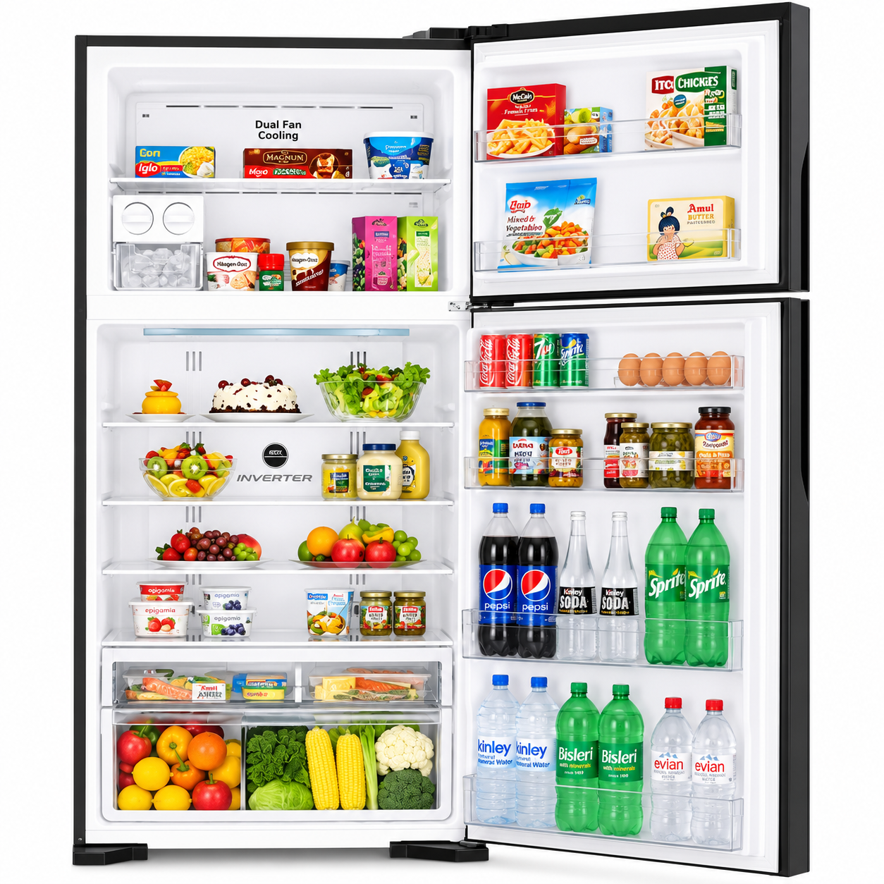 HITACHI 820L Double Door Refrigerator | Inverter Control | No Frost | Silver | R-V820PUK1KBSL
