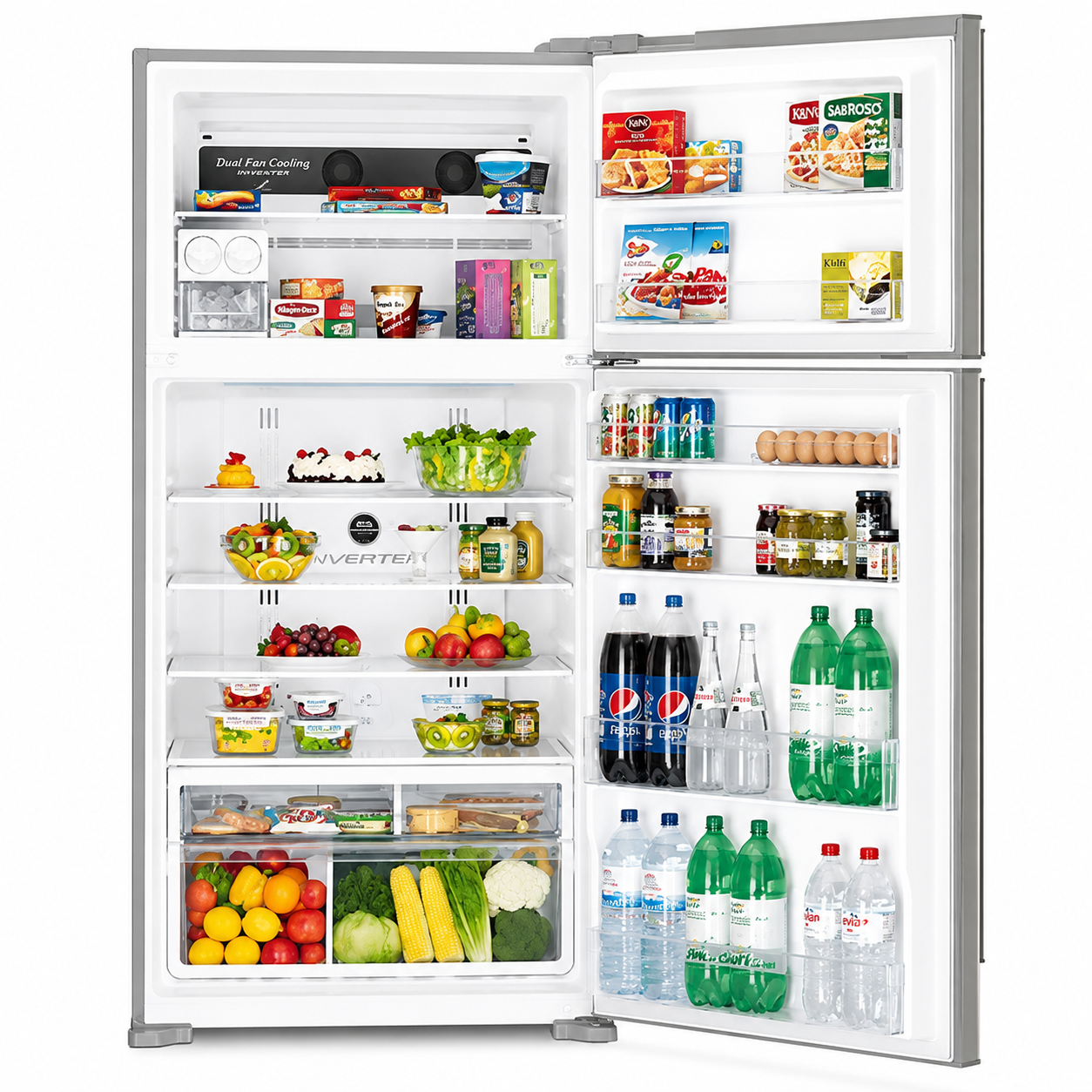 HITACHI 700L Super Big2 Double Door Refrigerator | Inverter Dual Fan Cooling | Brilliant Silver | R-V990PK1K2