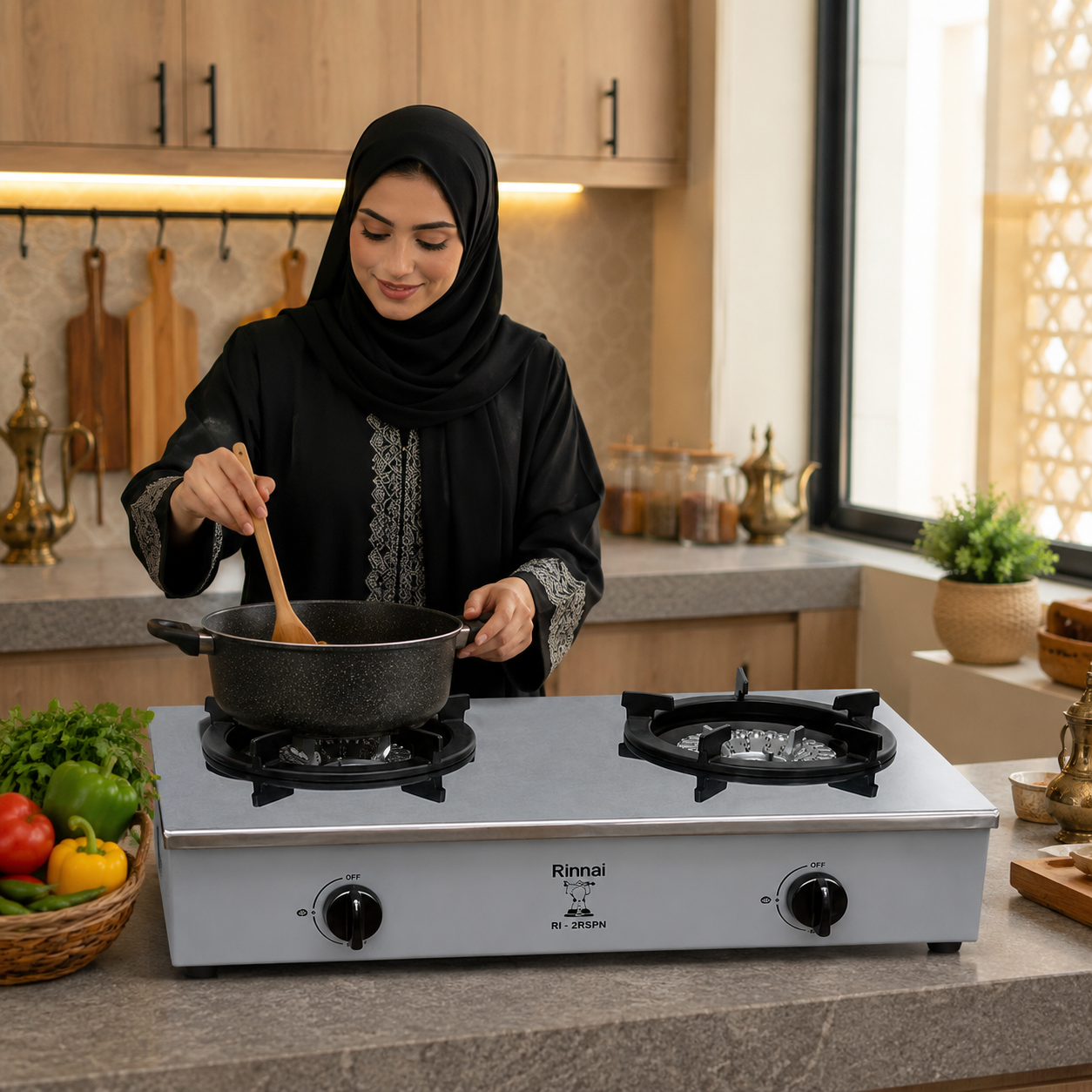 RINNAI RI-2RSPN Commercial 2 Burner Table Top Gas Cooker | Stainless Steel | 6.0kW LPG