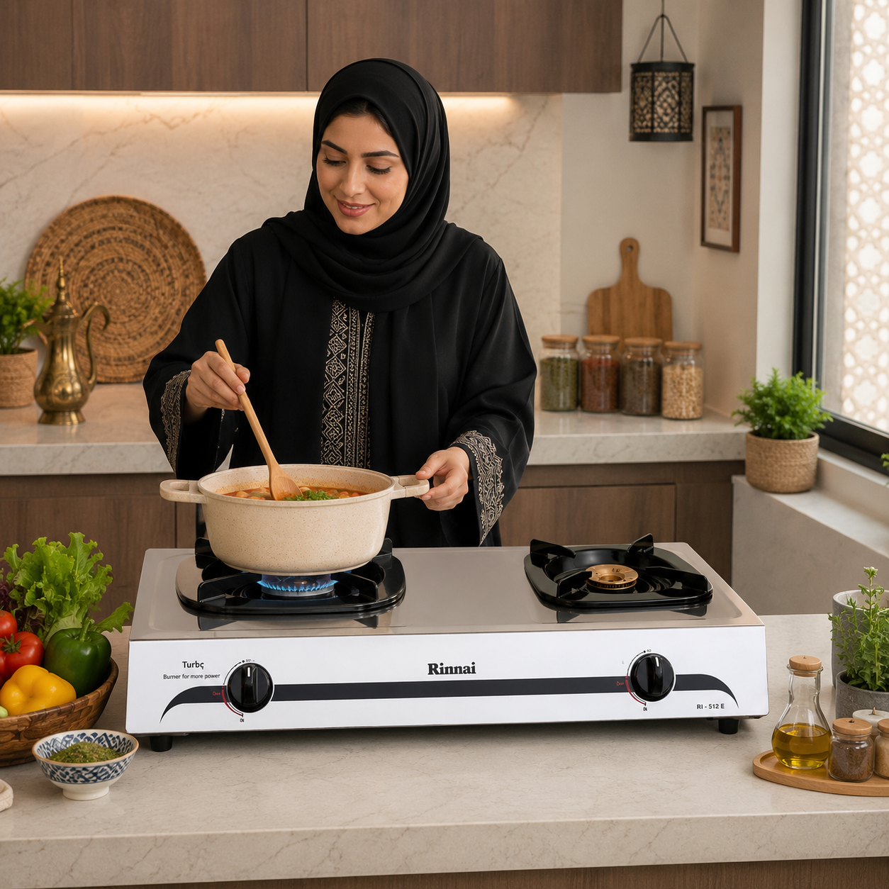 RINNAI RI-512E 2 Burner Table Top Gas Cooker | Stainless Steel | LPG | Manual Ignition