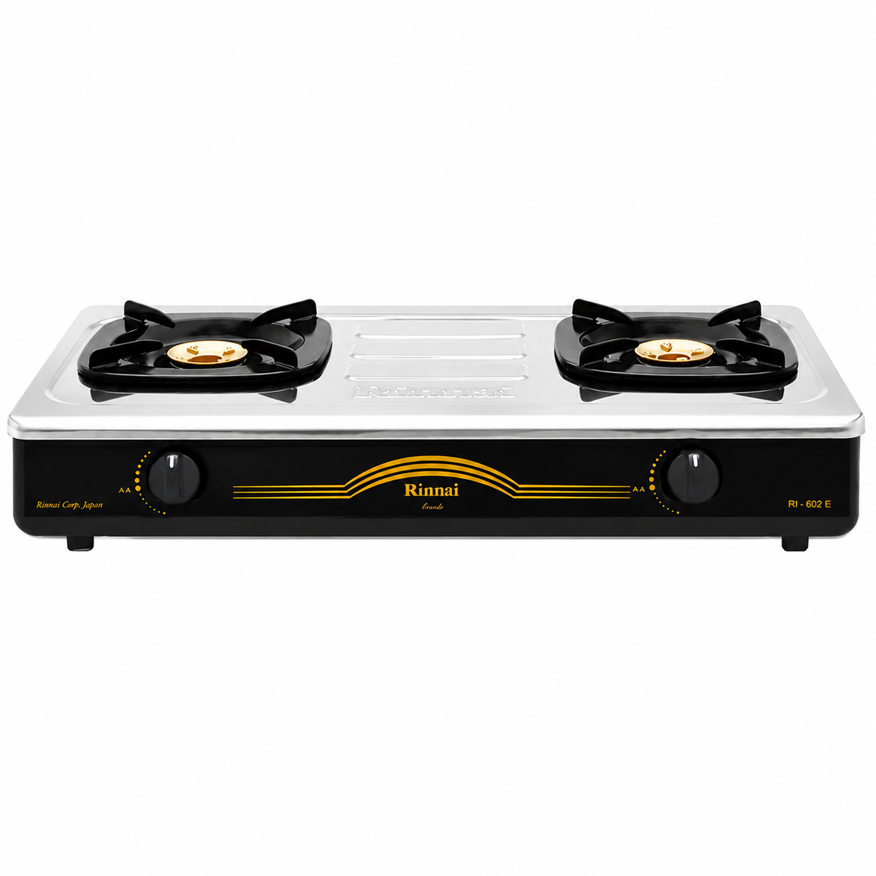 RINNAI RI-602E 2 Burner Table Top Gas Cooker | Stainless Steel Burners with Brass | Gas Saving Design