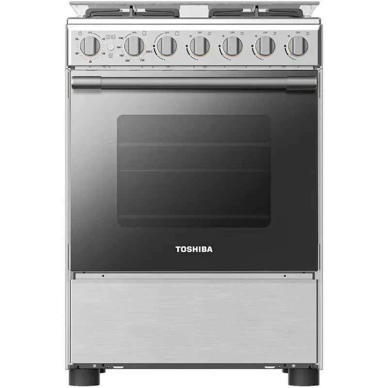 Toshiba 60×57 cm 4-Burner Gas Cooker RB260G4GEMR – Auto Ignition & Gas Oven with Grill