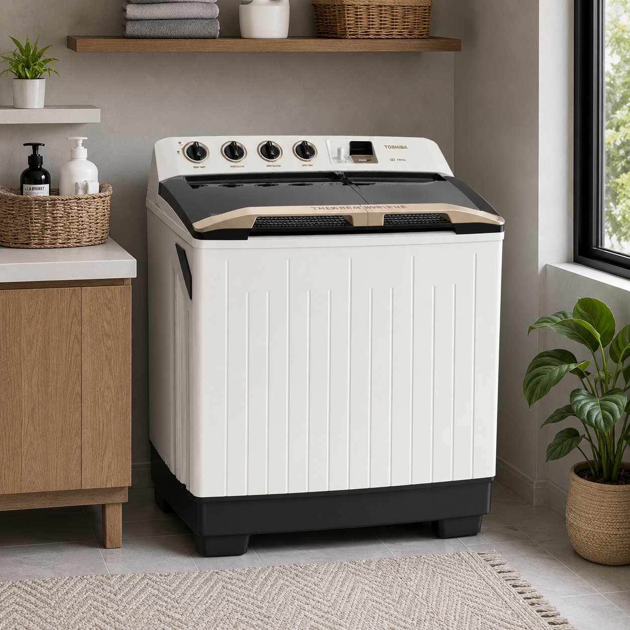 Toshiba VH-H130WB Twin Tub Semi Automatic Washing Machine 12KG Wash / 7KG Spin Dryer | White