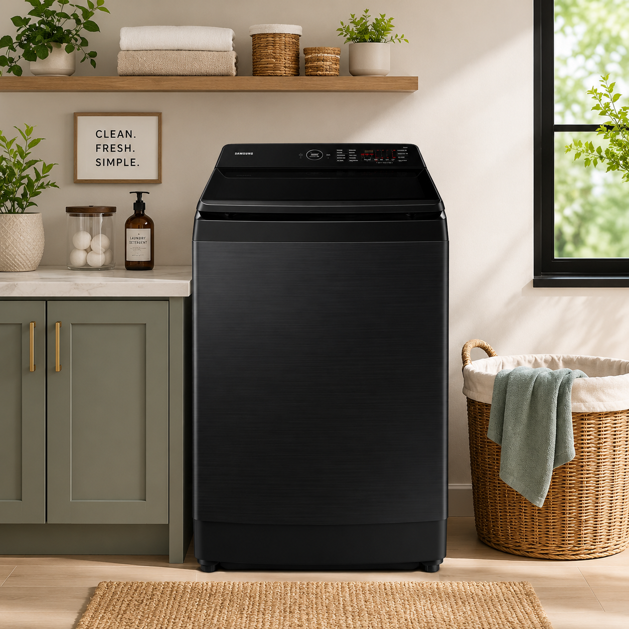 Samsung Bespoke AI Top Load Washing Machine 18KG WA80F18B9BGM | Fully Automatic | Black | WiFi Smart Control