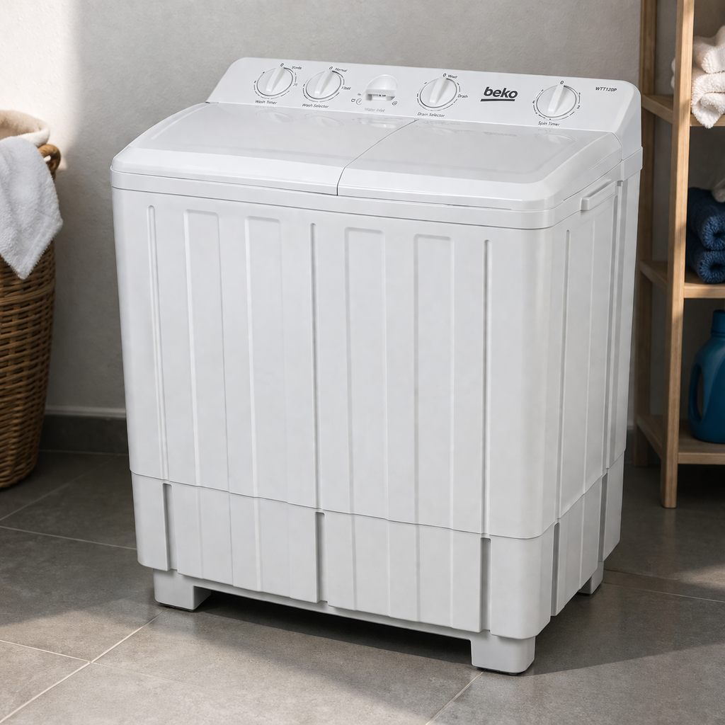 Beko 10Kg Semi Automatic Twin Tub Washing Machine WTT10S – Top Load, White