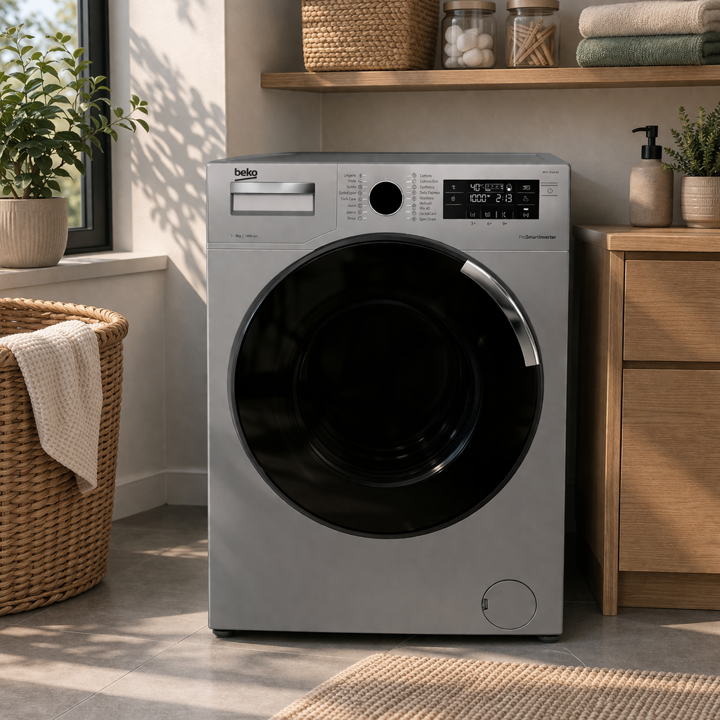 Beko 9Kg Front Load Washing Machine WTV9734XS – 1400 RPM, Inverter Motor, 16 Programs, Grey