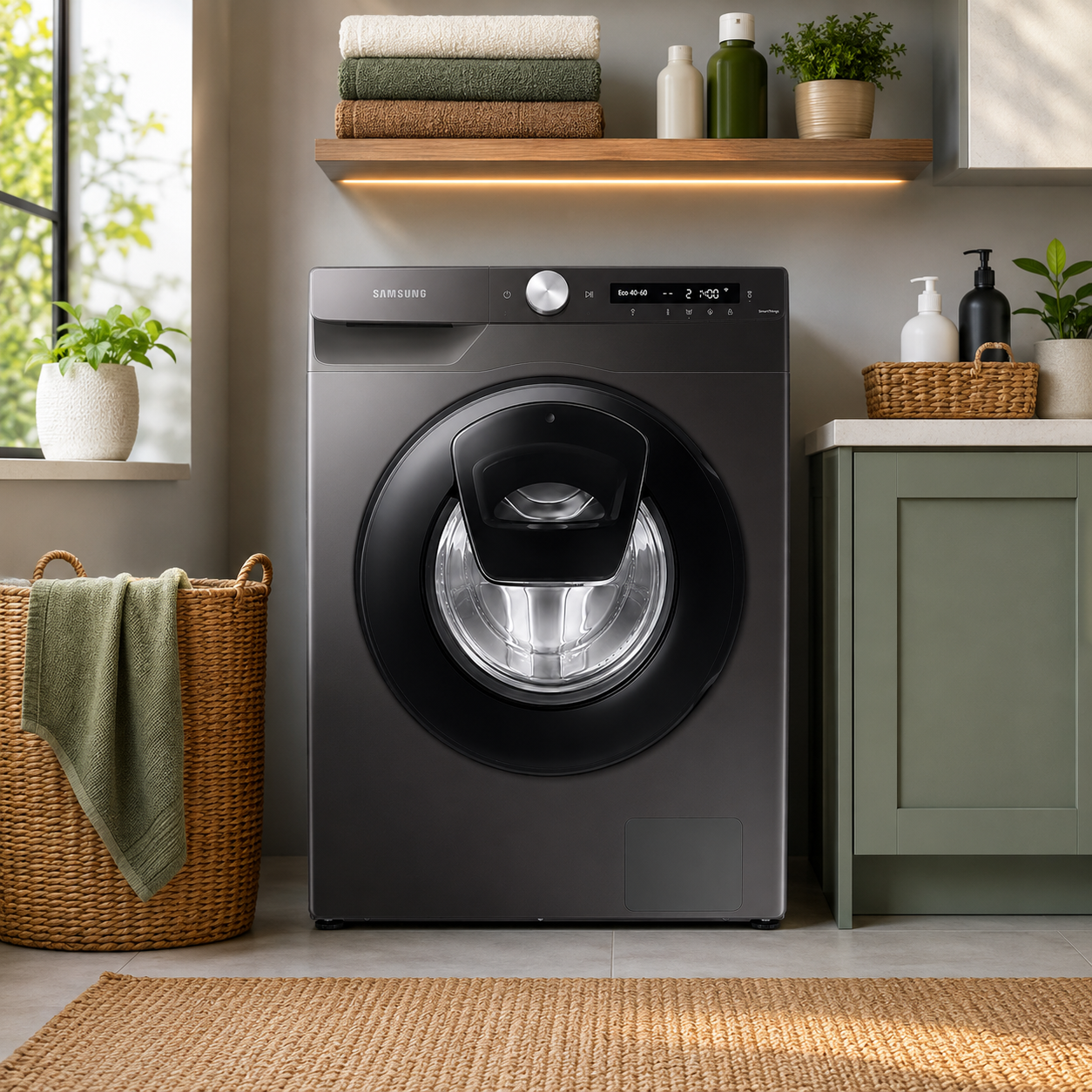Samsung 9KG Front Load Washing Machine WW90T554DAN | AI Control | Add Wash | Inox