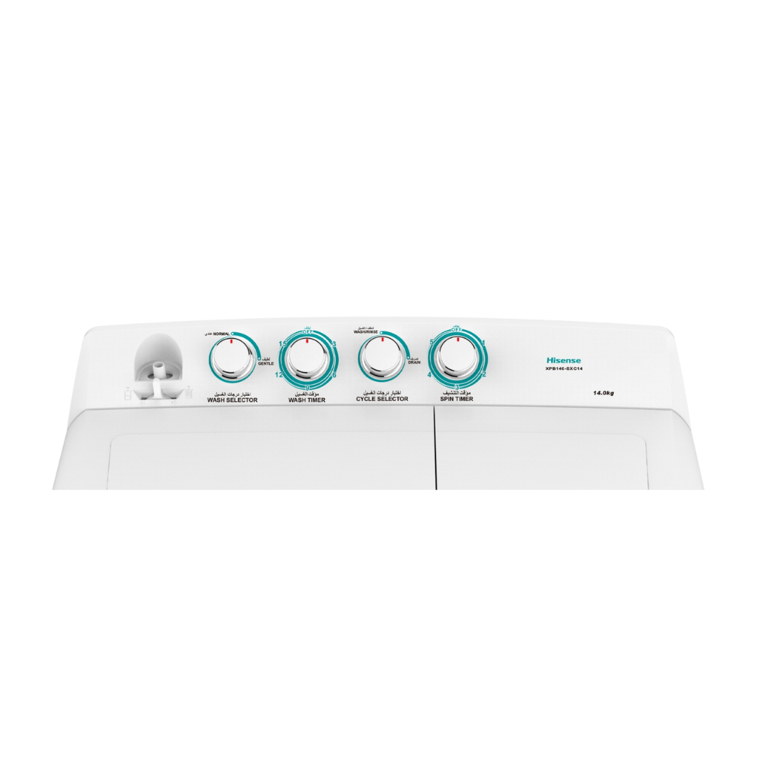 HISENSE 14kg Semi Automatic Twin Tub Washing Machine | 7.5kg Spin | Heavy Duty Motor | XPB140-SXC14