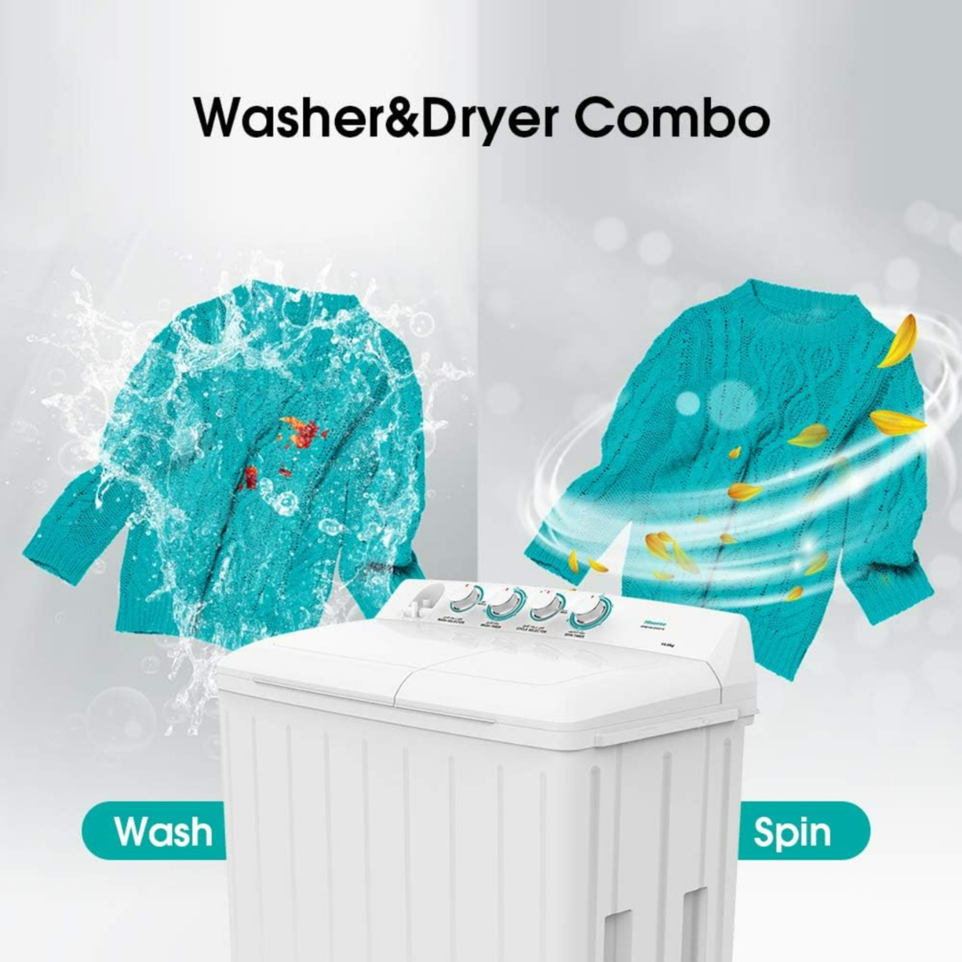 HISENSE 14kg Semi Automatic Twin Tub Washing Machine | 7.5kg Spin | Heavy Duty Motor | XPB140-SXC14