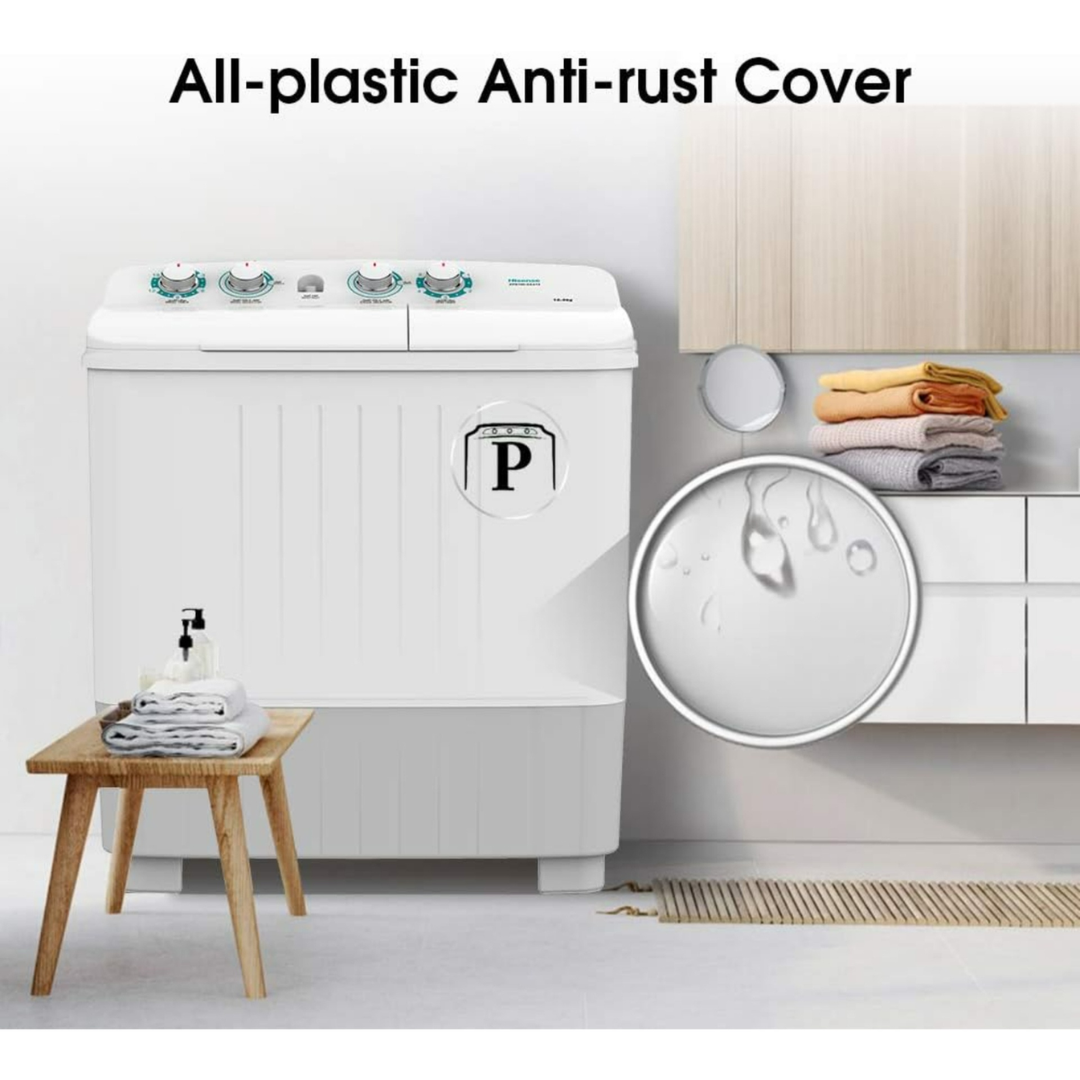 HISENSE 14kg Semi Automatic Twin Tub Washing Machine | 7.5kg Spin | Heavy Duty Motor | XPB140-SXC14