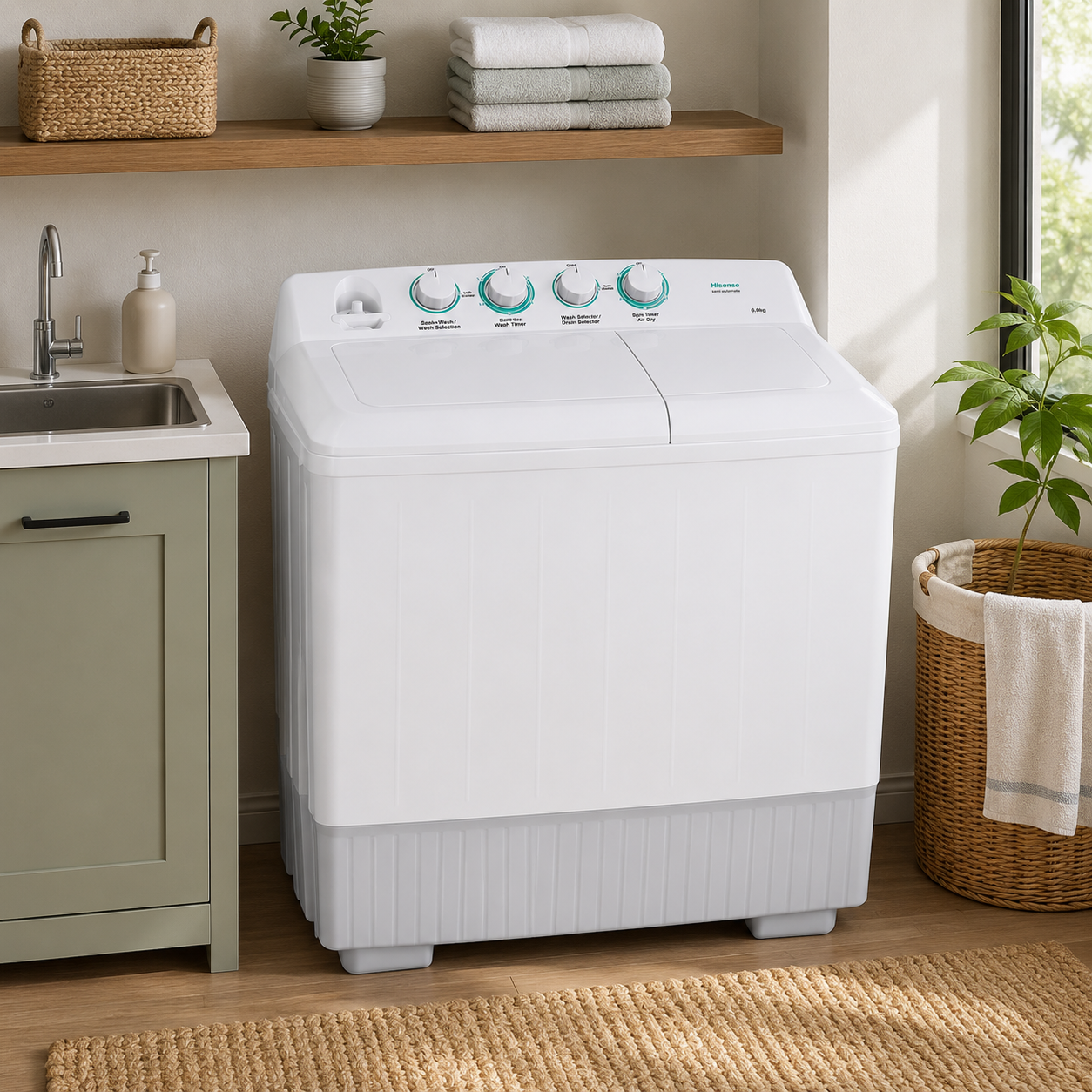 Hisense XPB140SXC14 Semi Automatic Top Load Washing Machine 14KG Wash / 7KG Spin Dryer | White