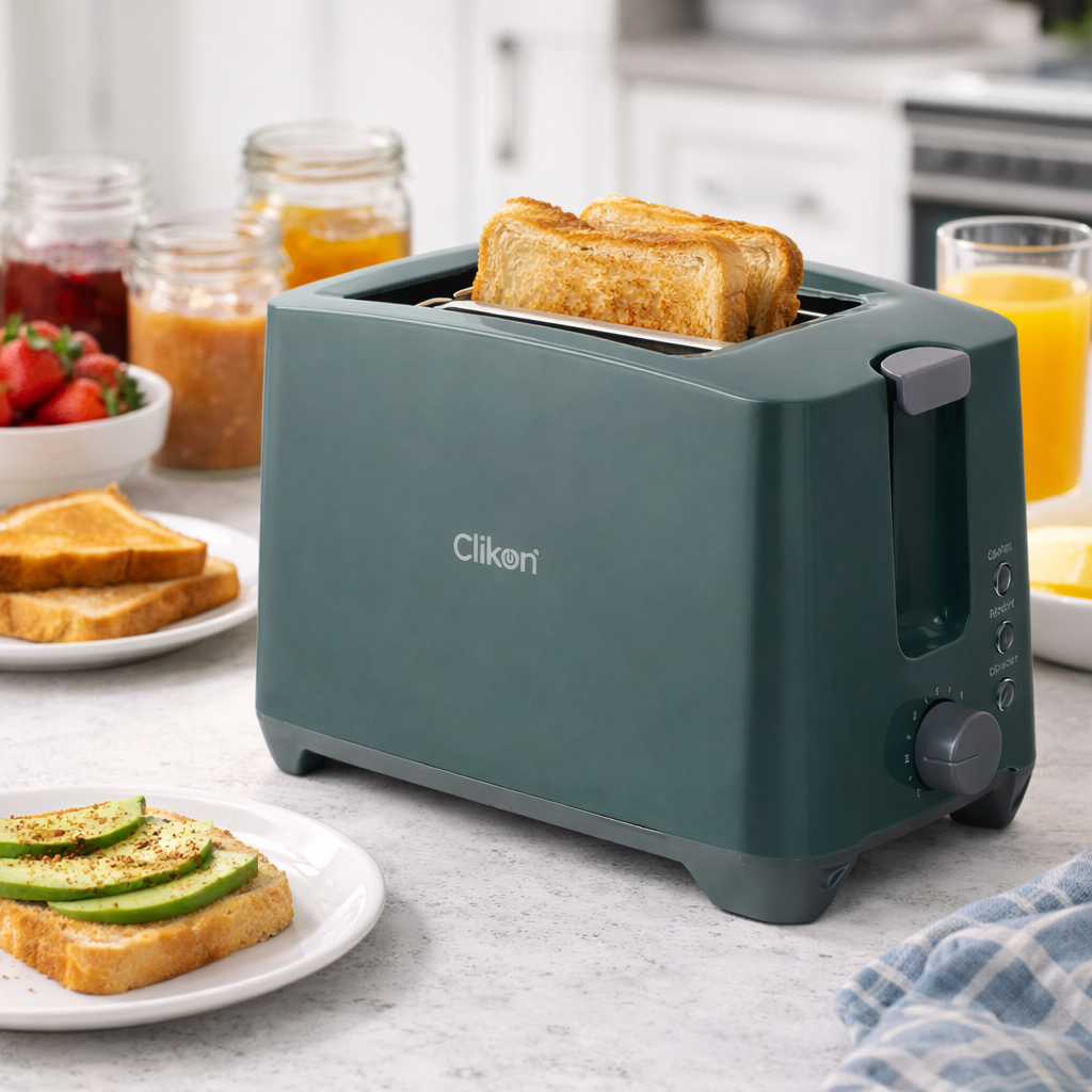 Clikon CK2455 2-Slice Bread Toaster 650W | 7 Browning Levels | Cancel, Defrost & Reheat